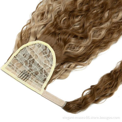 Wholesale Ponytails Widen Long Wavy Synthetic Ponytail Hair Extensions for Black Women Wrap Around Ponytail